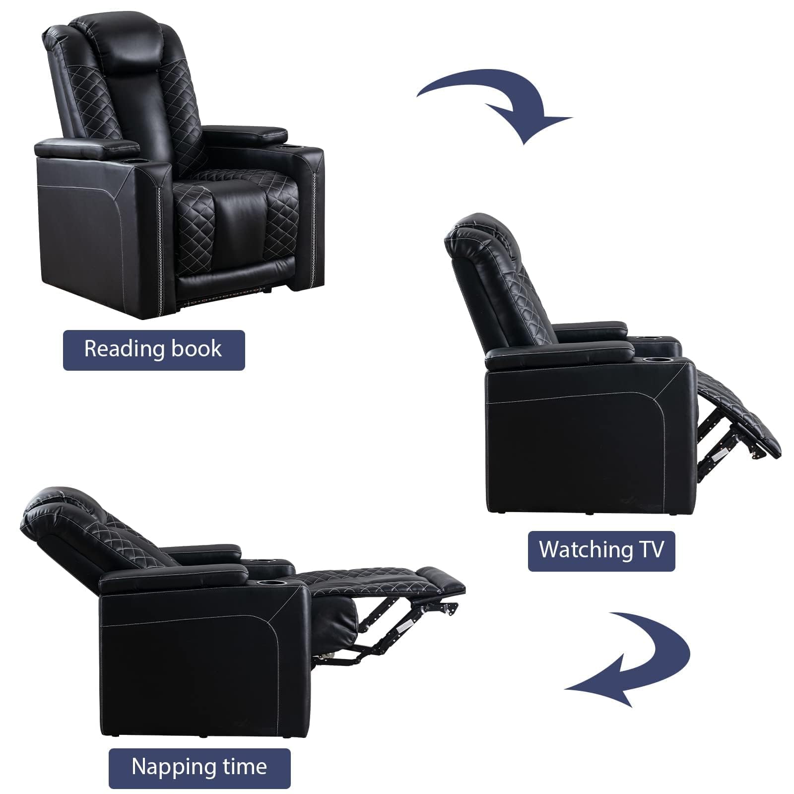 Power Electric Recliner Chair with USB Ports & Cup Holders