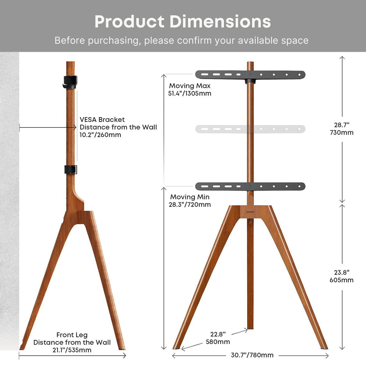 Walnut Wood Easel TV Stand