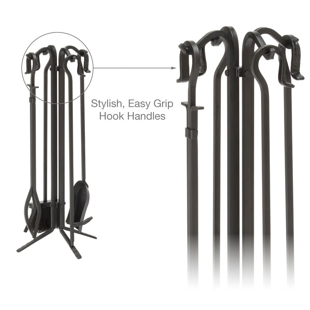 5-Piece Wrought Iron Fireplace Tool Set