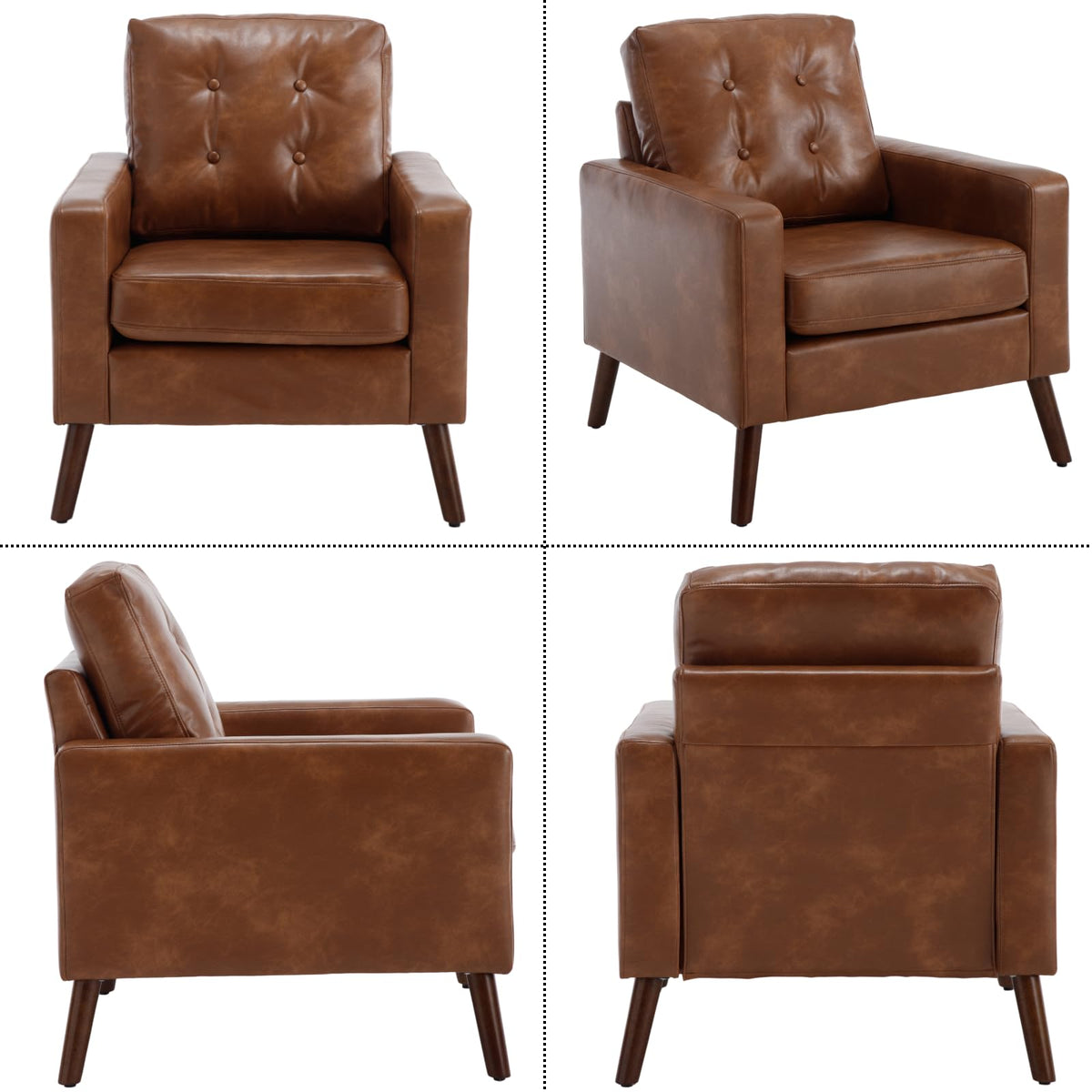 Mid-Century Faux Leather Armchair