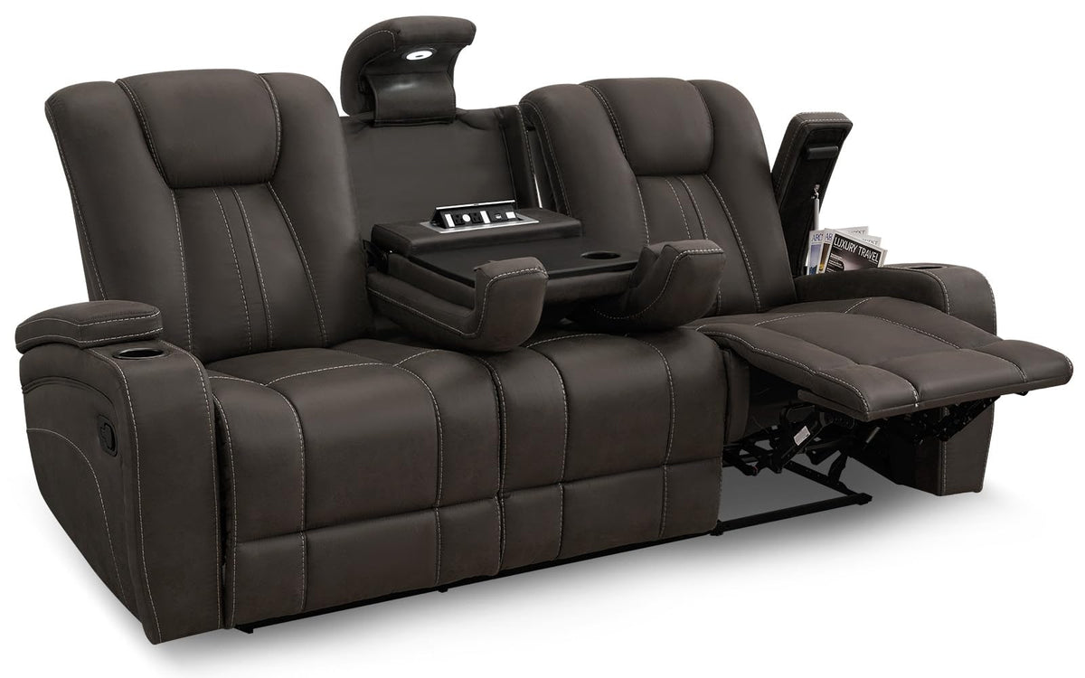 Brown Microfiber Reclining Sofa