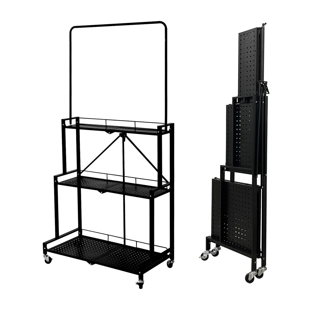 Foldable 4-Tier Plant Stand with Wheels