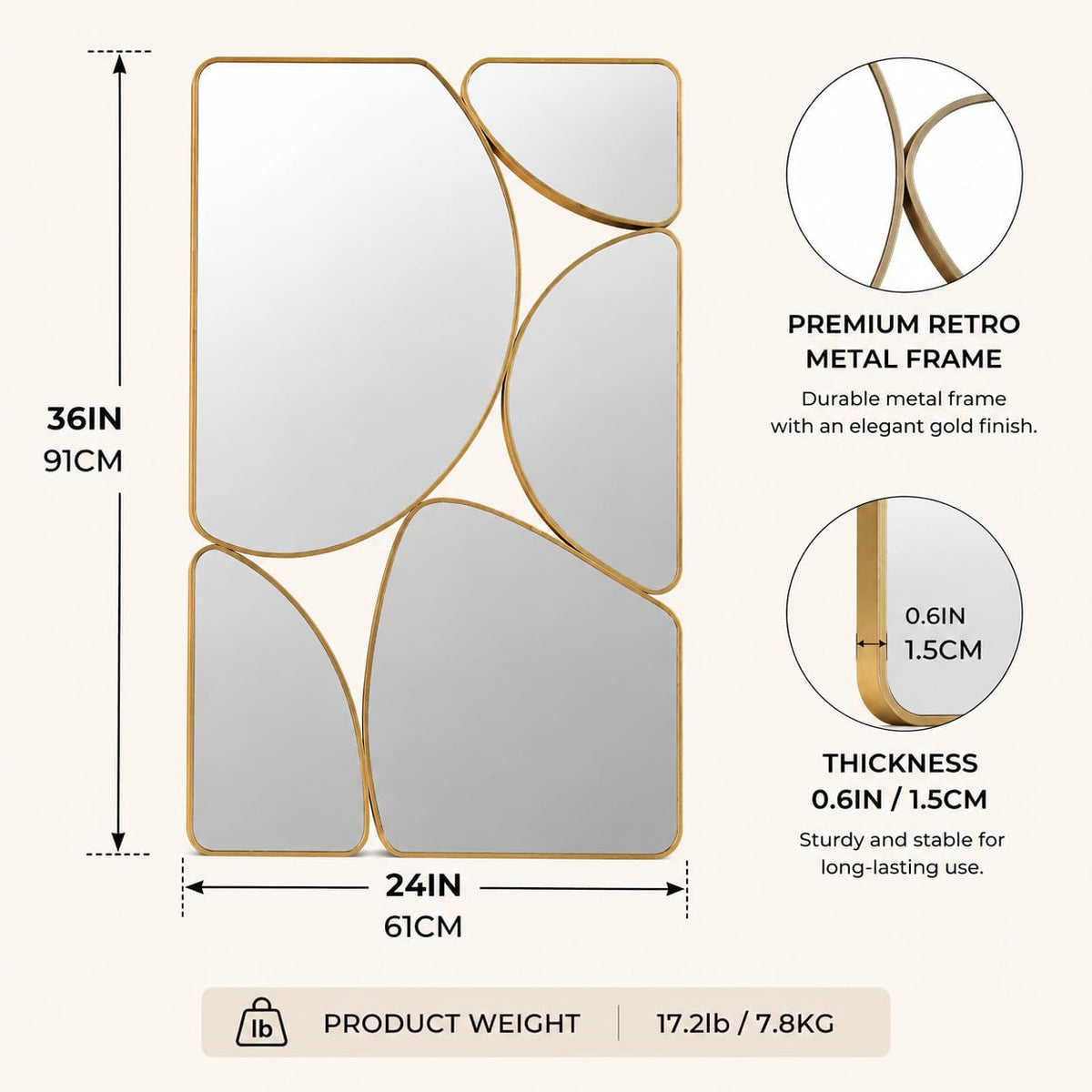 Antique Gold Abstract Wall Mirror