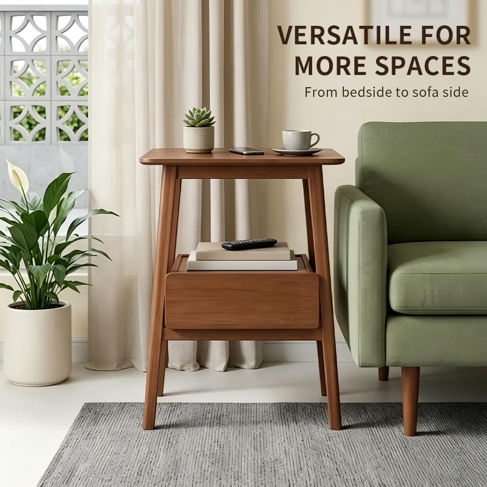 Bamboo Nightstand with Drawer