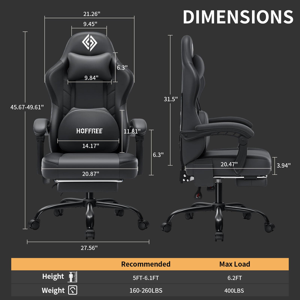 Heated Massage Gaming Chair