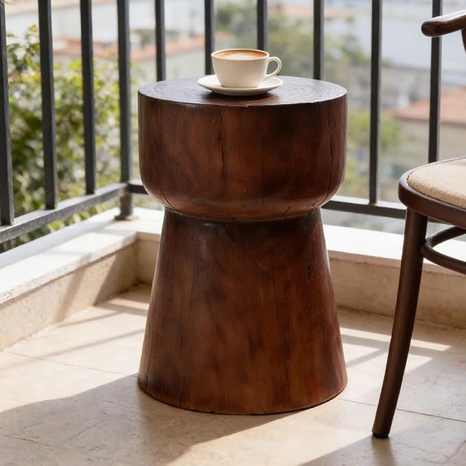Solid Wood Hourglass Side Table