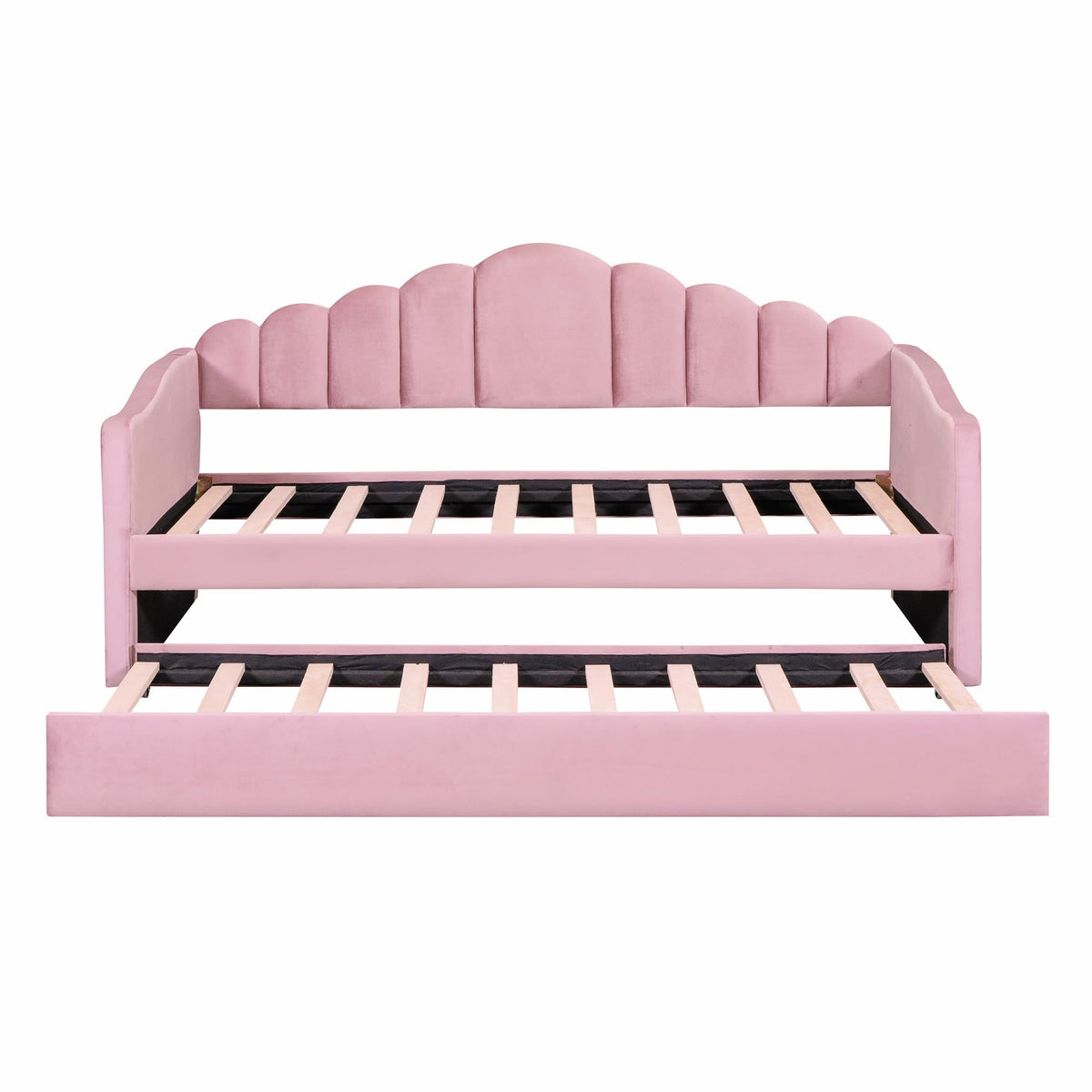 Merax Twin Daybed with Trundle, Upholstered Velvet Sofa Bed with Storage