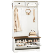 Farmhouse Hall Tree with Bench & Shoe Cabinet