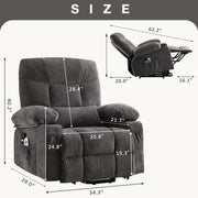 KWKSV Power Lift Recliner Chair for Elderly,8-Point Vibration Massage & Heat,Electric Lift Chair with Two Cup Holders,4 Side Pockets,Extended Footrest for Living Room