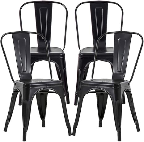 Metal Stackable Dining Chairs (Set of 4)
