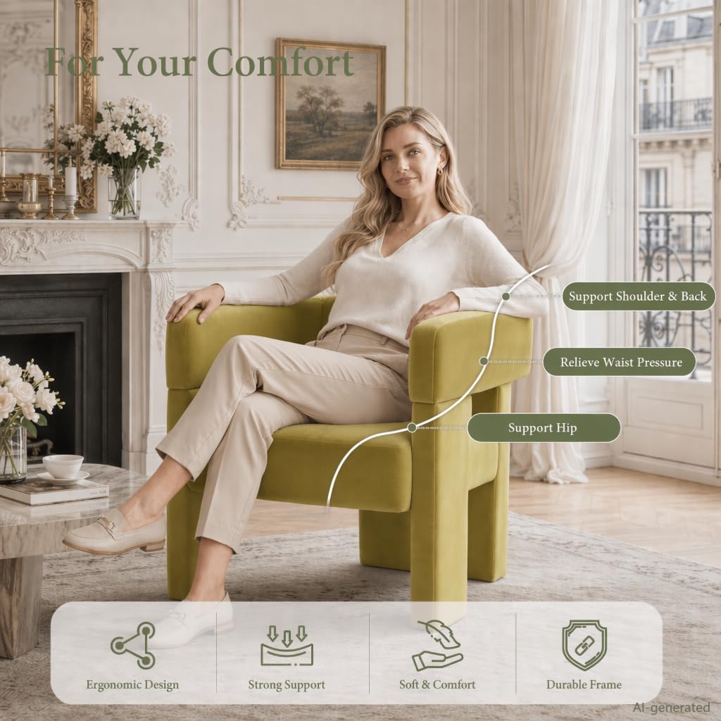 Olive Green Velvet Accent Chair