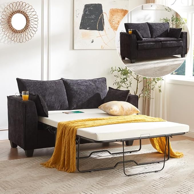 Chenille Pull-Out Sofa Bed