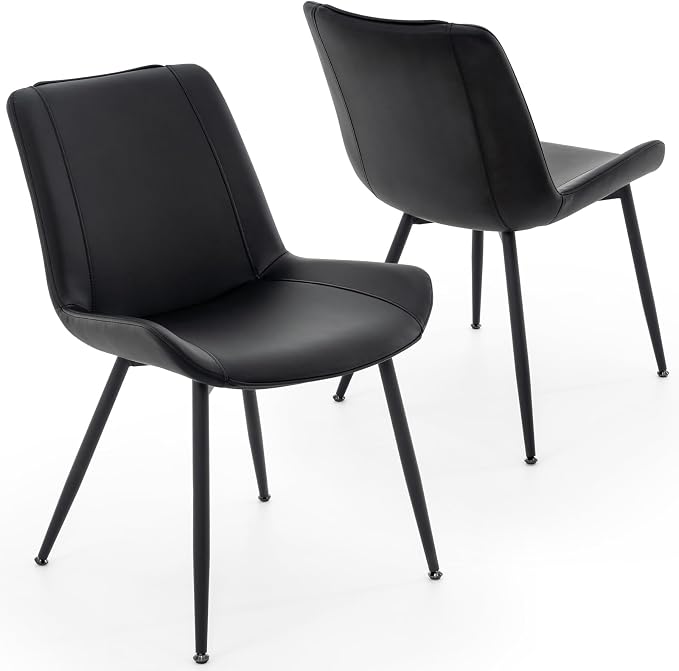 Pearl White Faux Leather Dining Chairs, Set of 2
