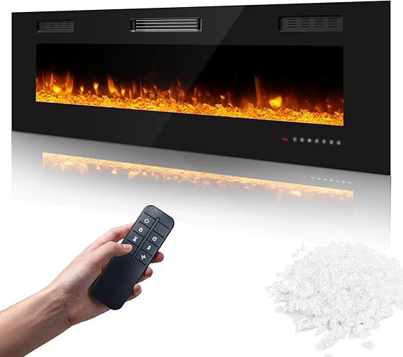 Wall-Mounted Electric Fireplace Insert with Heater
