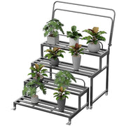 DHYGOTFUR 4-Tier Plant Stands Outdoor Aluminum Heavy Duty with Wheel