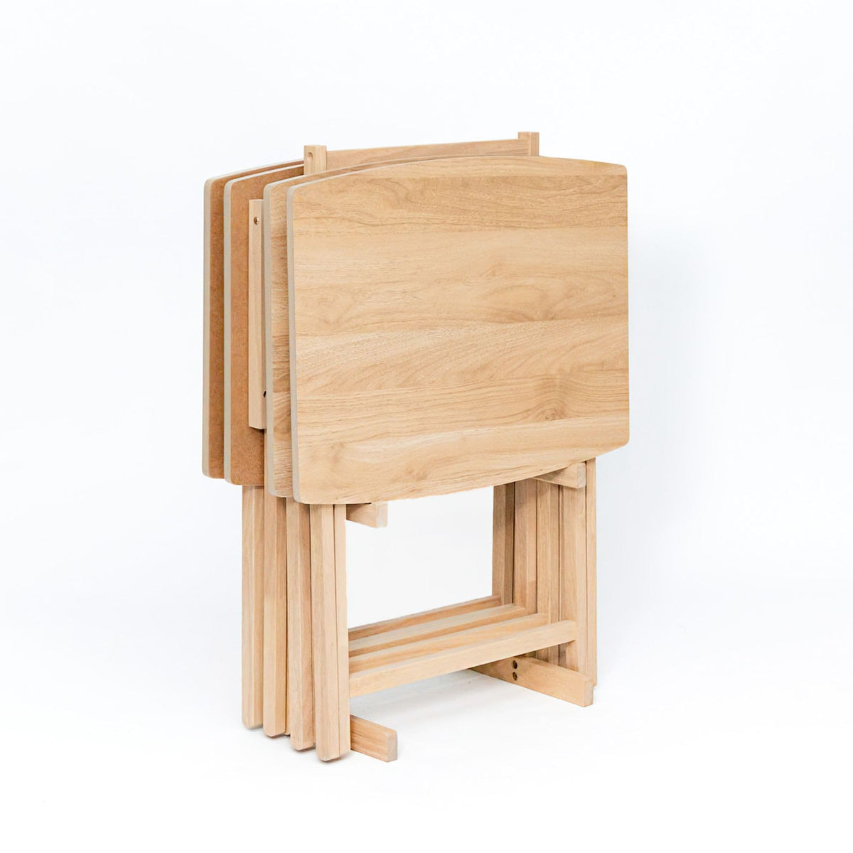 PJ Wood XL Oversize Tray Table, Natural Wood, 5-Pack