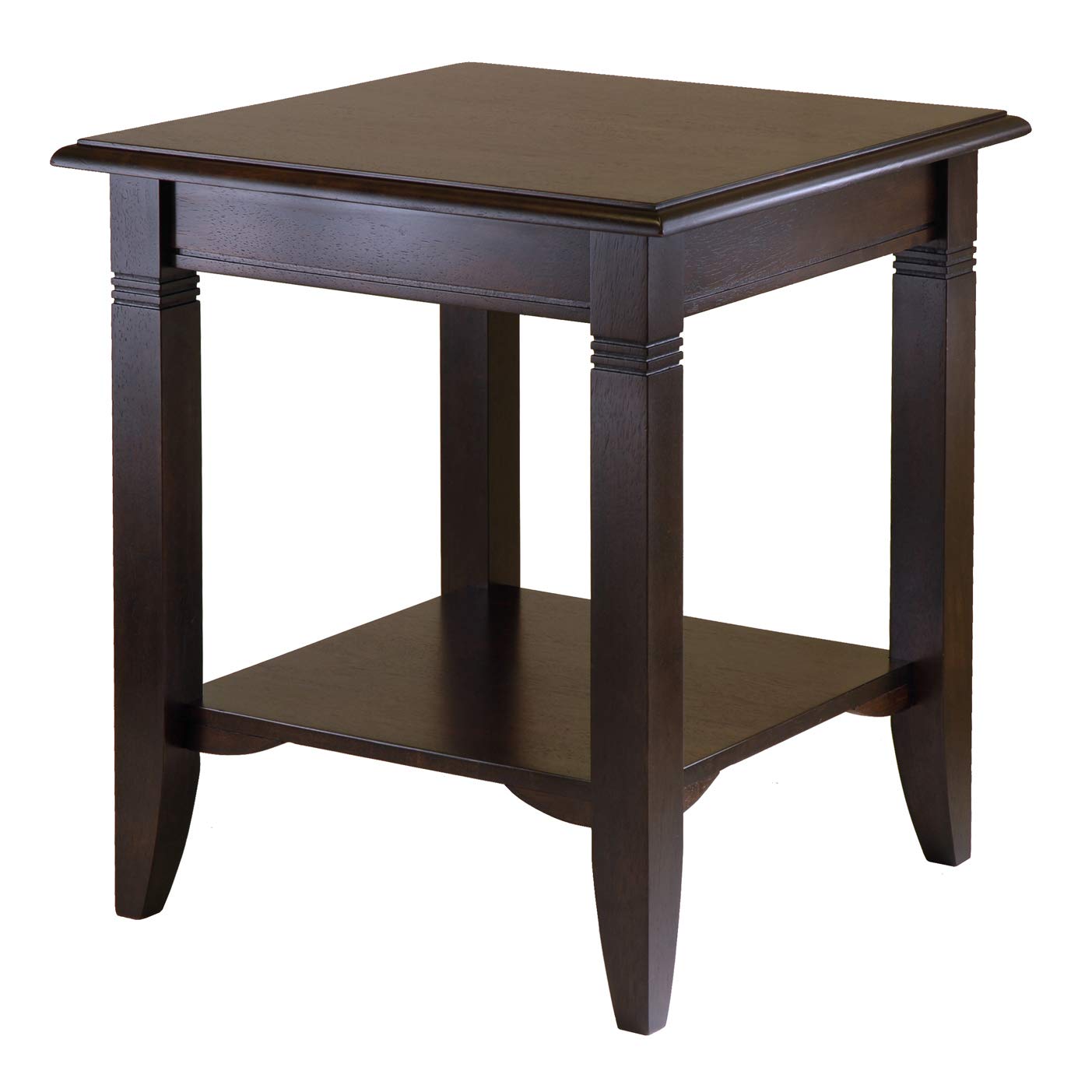 Cappuccino Square End Table with Lower Shelf