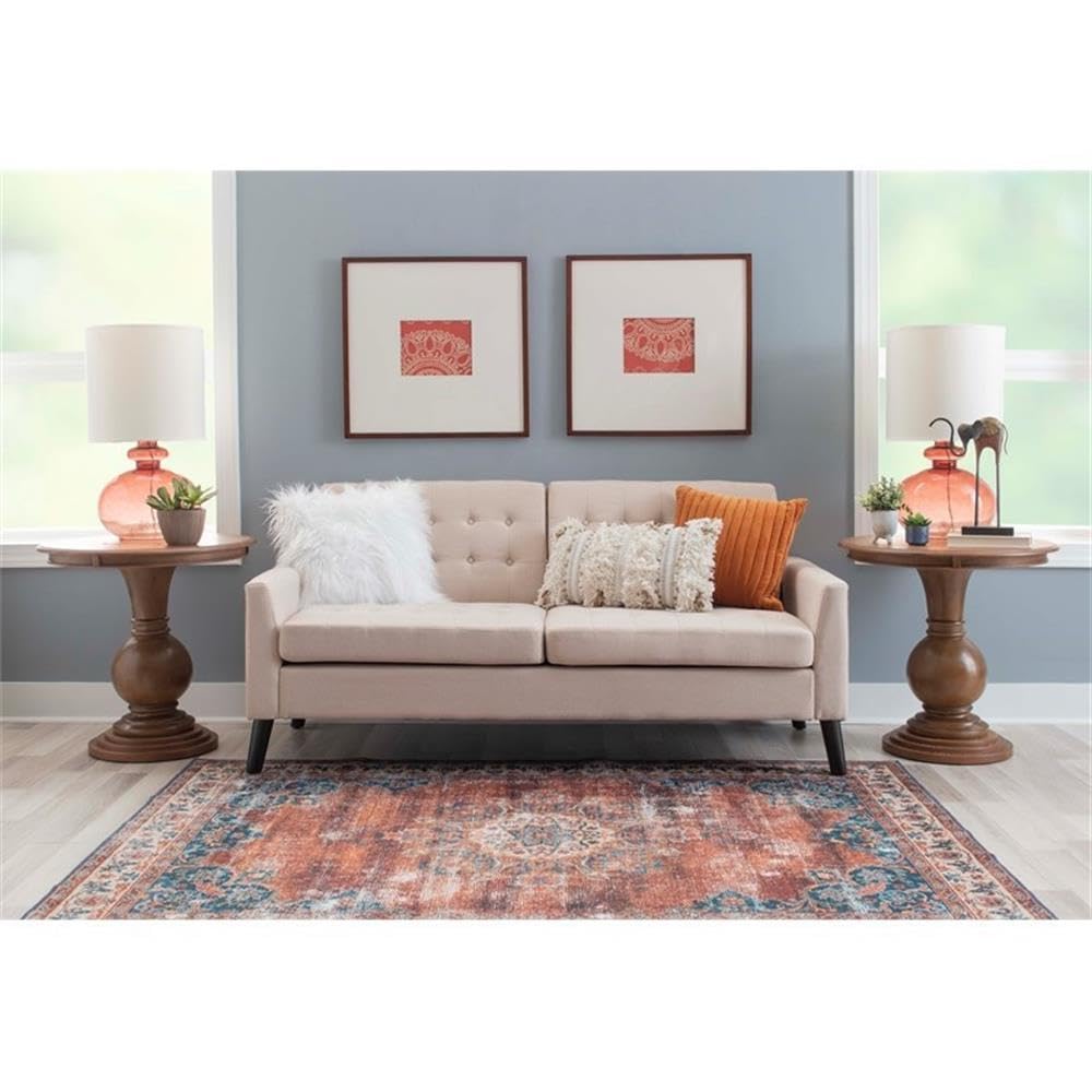 Round Pedestal Accent Table – Natural Finish