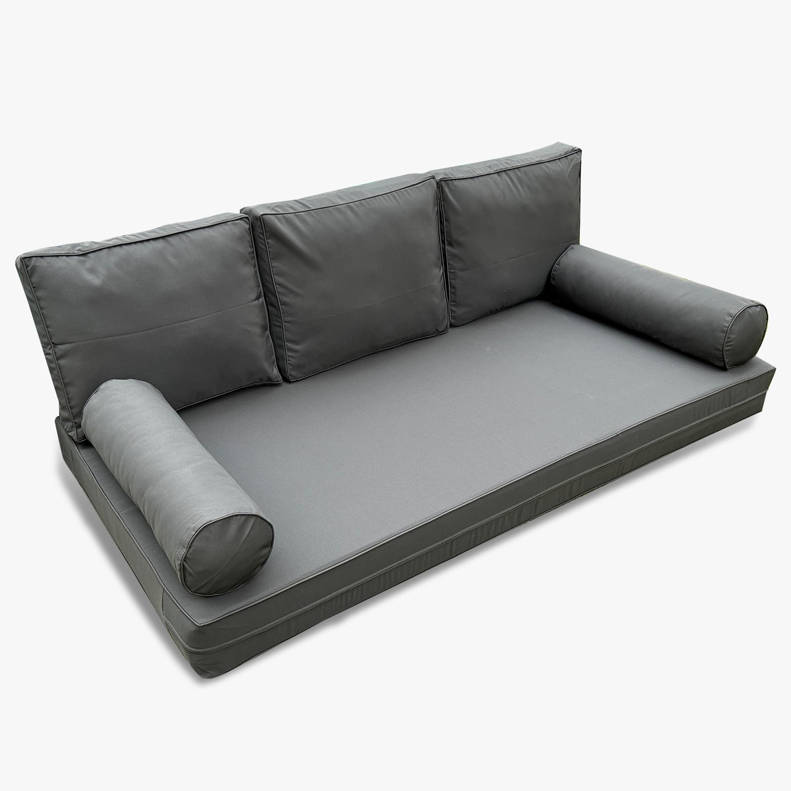 YAQSFGRZ Outdoor Daybed Cushion Cover Twin,Daybed Mattress Bolster Pillow Fitted Sheet Cover,Twin Size Outdoor Daybed Cushion Cover（Cover ONLY Size 6" D x 75" W x 39" H,Dark Gray