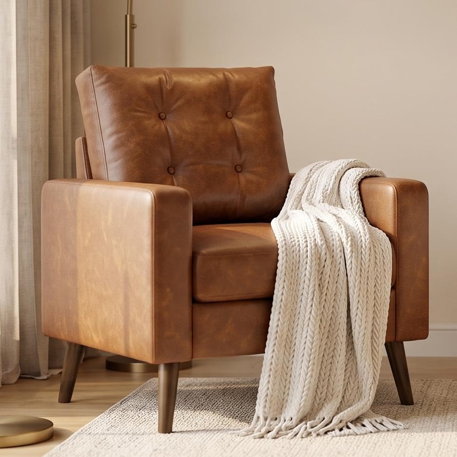 Tufted Faux Leather Accent Chair