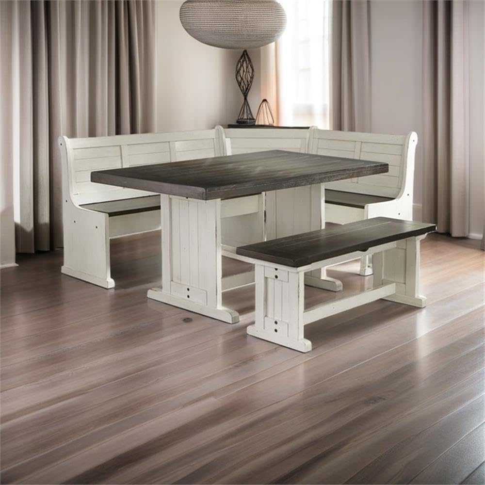 Wood Breakfast Nook Dining Set with Storage Benches