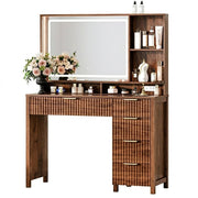 Chestnut Vanity Desk with Lighted Mirror