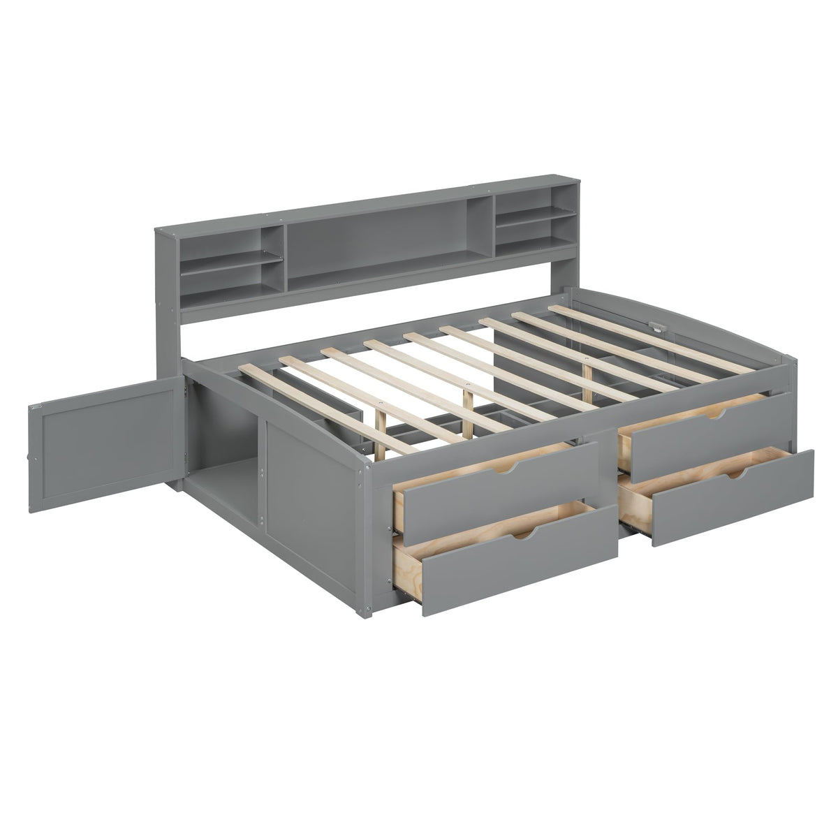 Full Storage Daybed with Drawers & Shelves