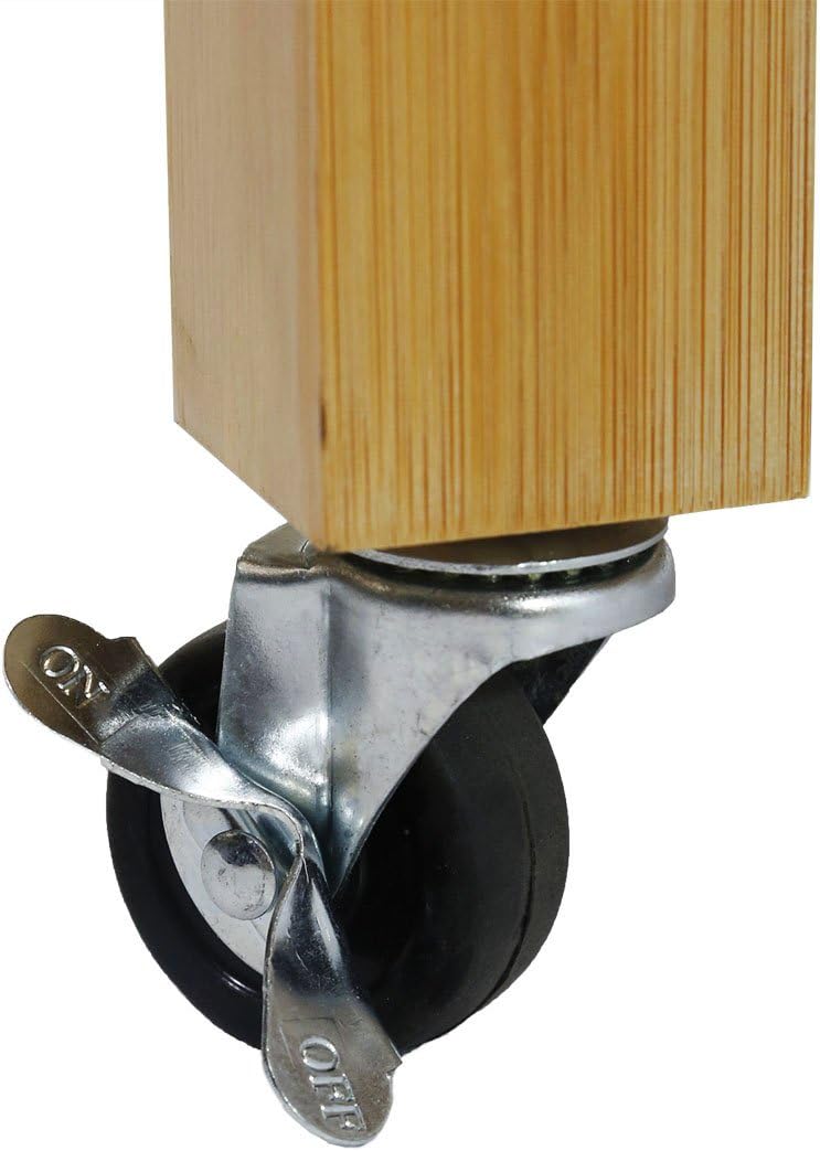 Home Aesthetics Rolling Kitchen Island Cart with Drawers Shelves, Towel Rack, Locking Casters, Butcher Block Food Prepping Cart Trolley on Wheels, Bamboo Wood
