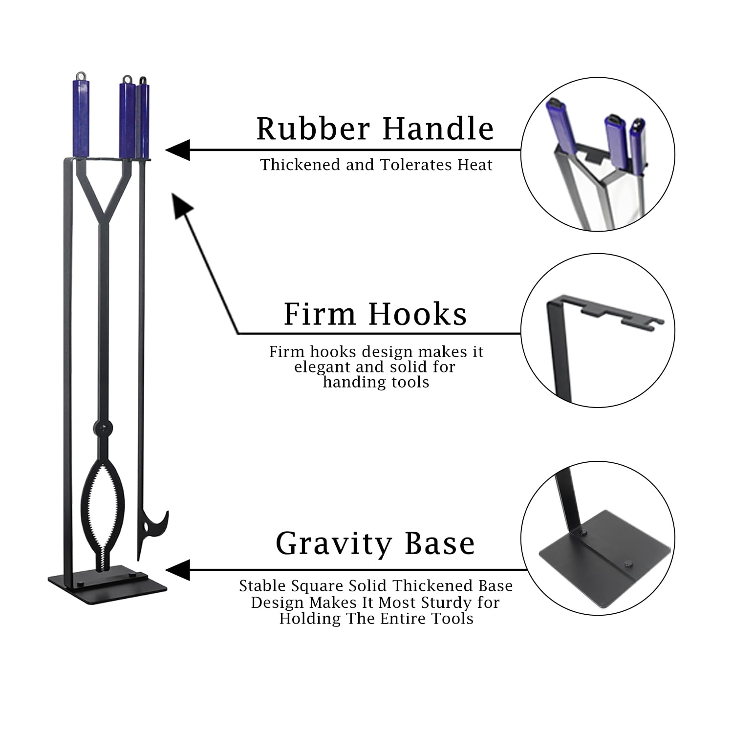 40" Heavy-Duty Steel Fire Poker & Log Grabber Set