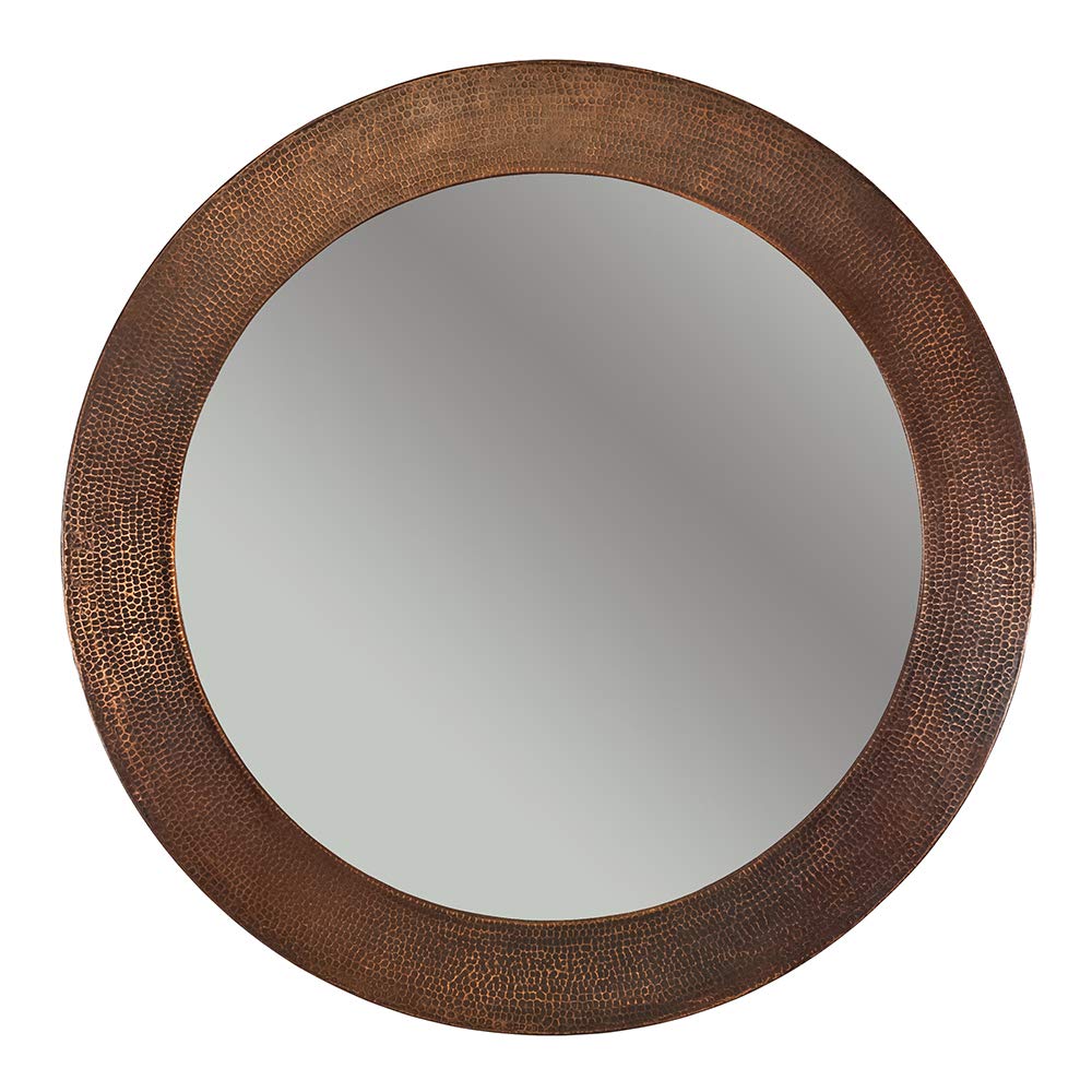 Premier Copper Products MFR3434 34-Inch Hand Hammered Round Copper Mirror