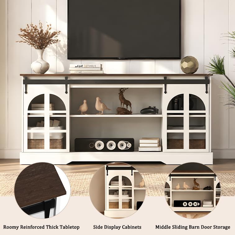AnSafity 65 Inch TV Stand for Living Room, Farmhouse Entertainment Center