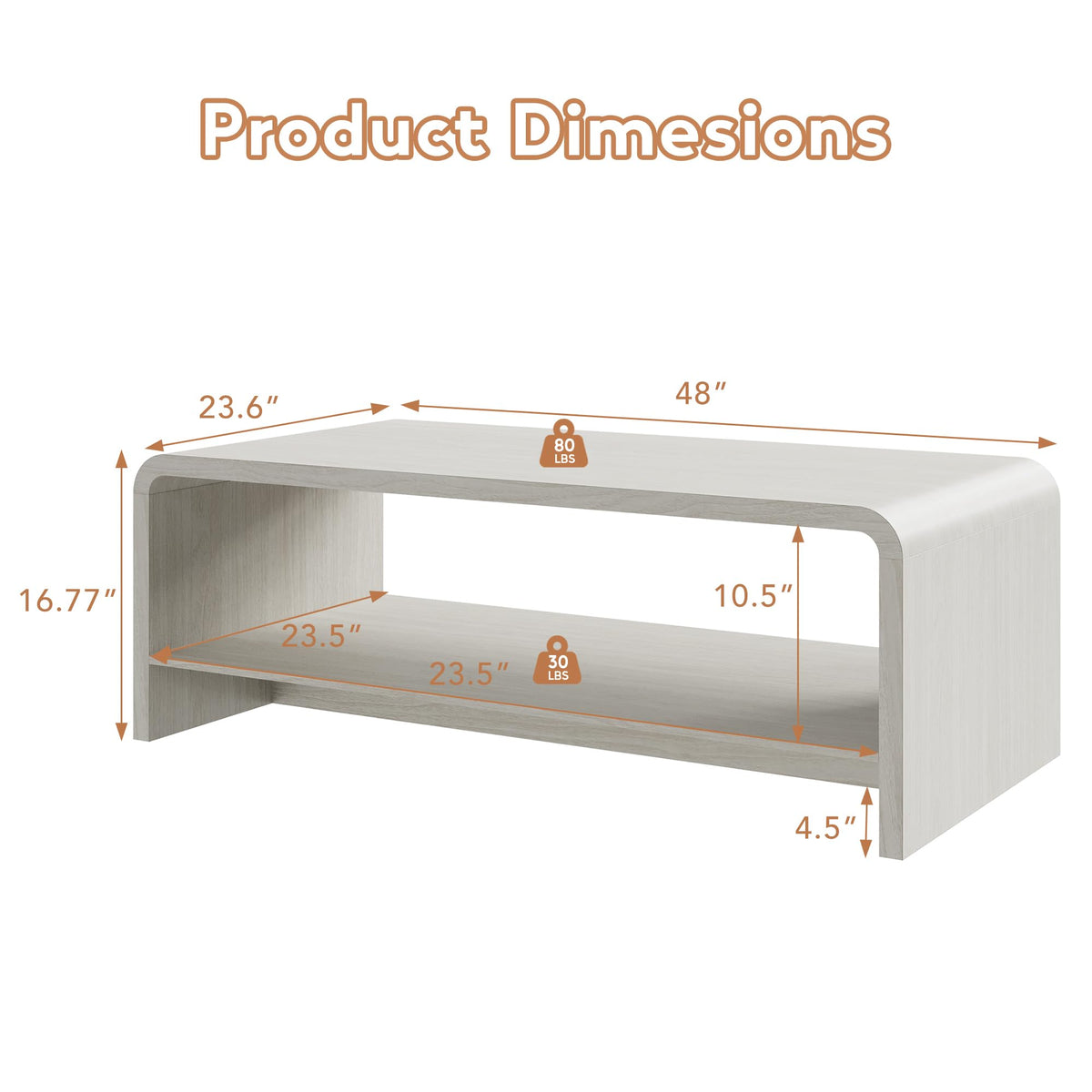 Curved Coffee Table with Storage