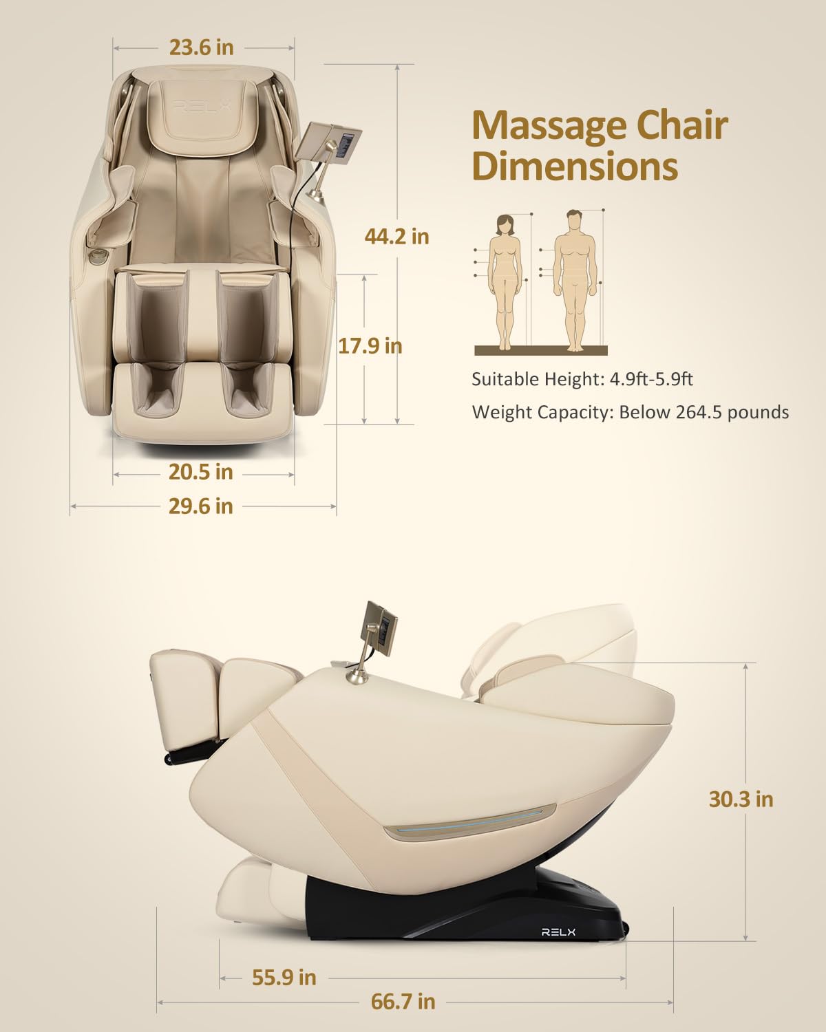 RELX 2026 Massage Chair Full Body, Zero Gravity Airbag Shiatsu Massage Chair with SL-Track, Heating, AI Control, Body Scan, 13 Modes, Foot Rollers, and Deep Yoga Stretch (Beige)
