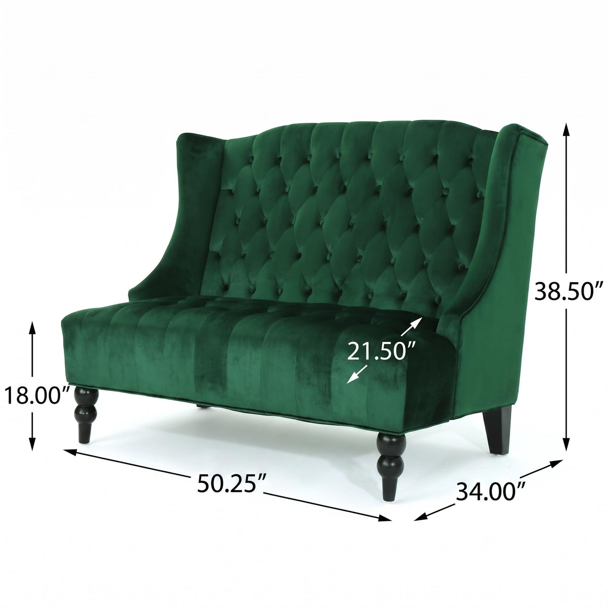 Emerald Velvet Tufted Loveseat