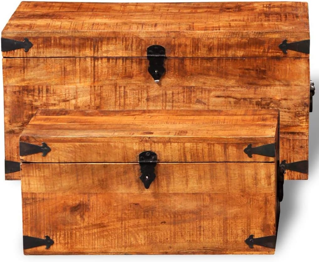 Mango Wood Storage Chest Set of 2