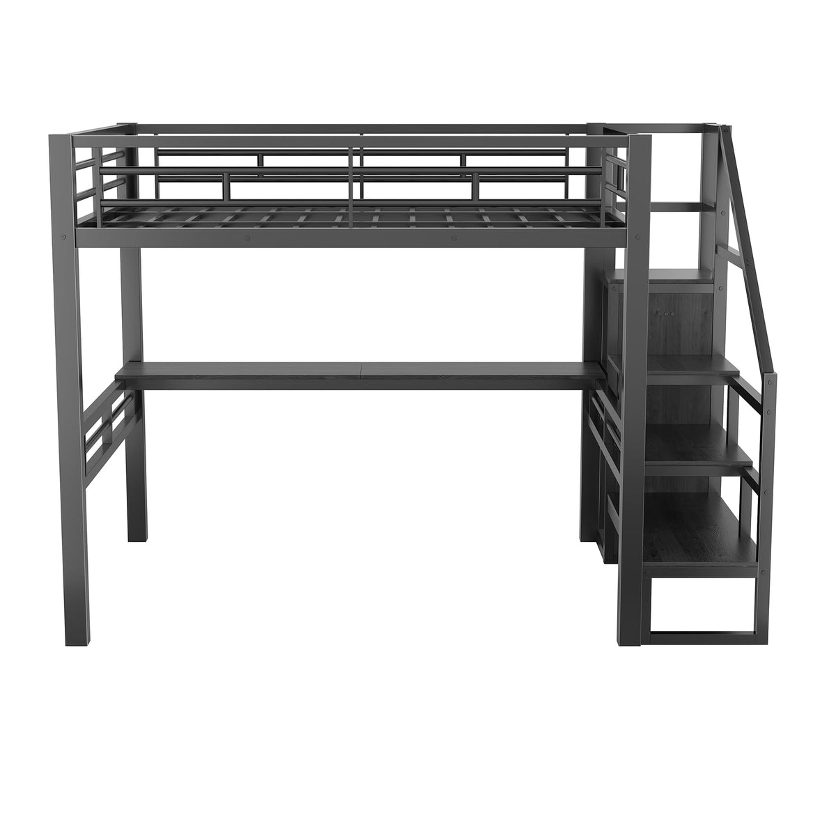 Queen Loft Bed with Desk and Storage