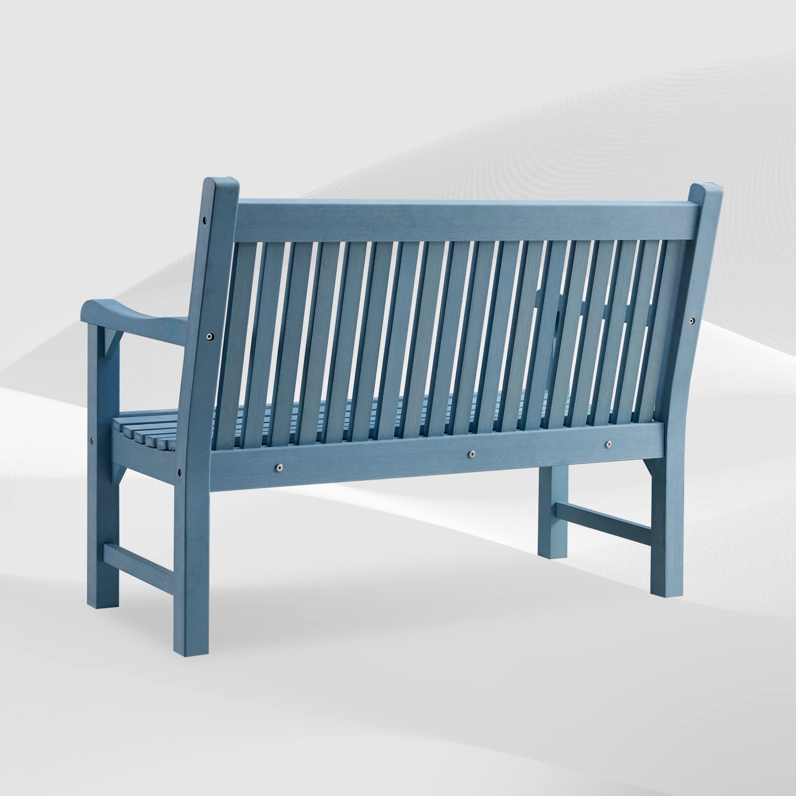 Psilvam Garden Bench, 2-Person Poly Lumber Patio Bench, All-Weather Outdoor Bench that Never Rot and Fade, Memorial Bench, Suit for Garden, Porch and Park(Blue)