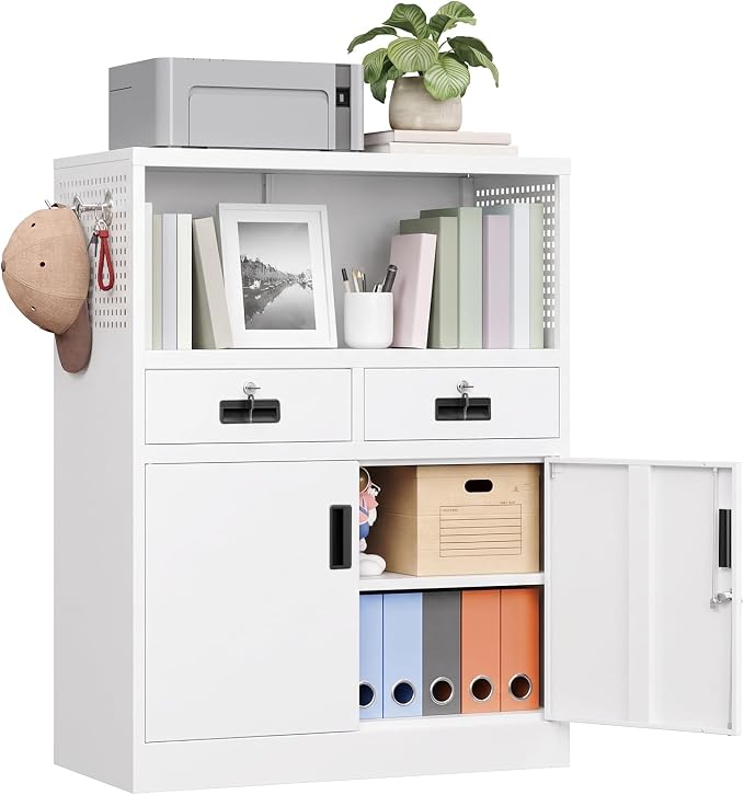 Locking Steel Cabinet with Drawers