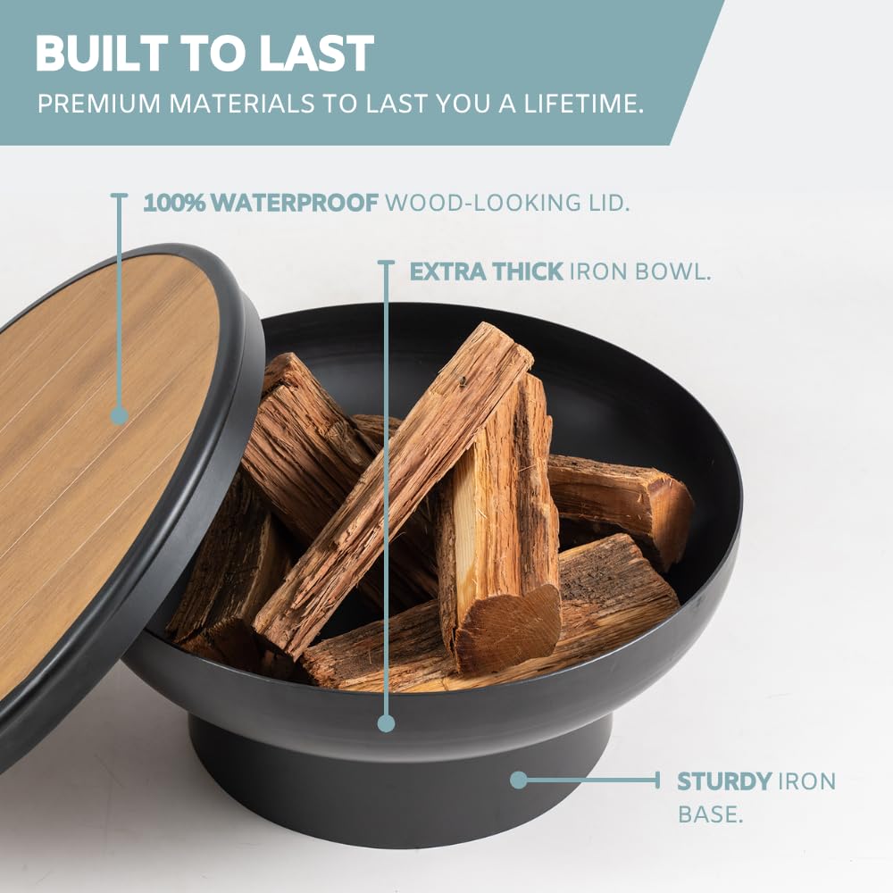 Round Wood-Burning Fire Pit Table
