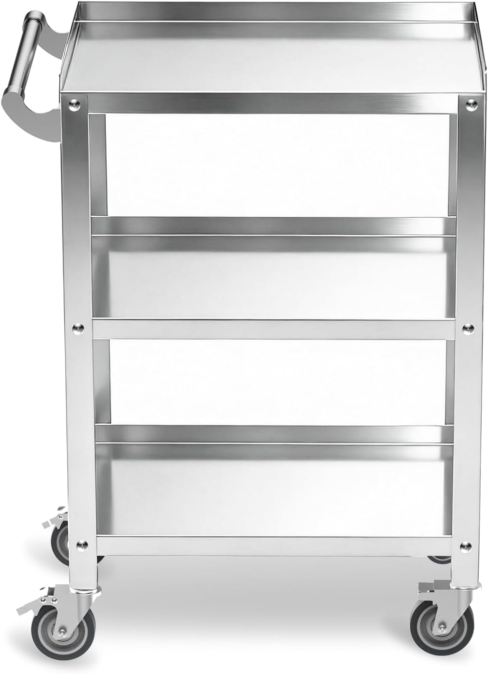 3-Tier Stainless Steel Utility Cart with Wheels & Handle