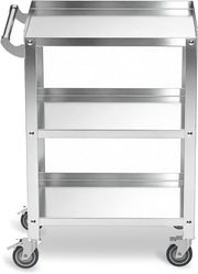 3-Tier Stainless Steel Utility Cart with Wheels & Handle