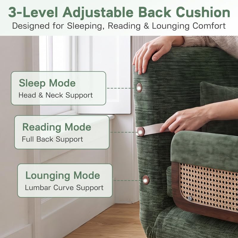 3 in 1 Convertible Sleeper Chair Bed, Folding Sofa Bed for Adults, Green