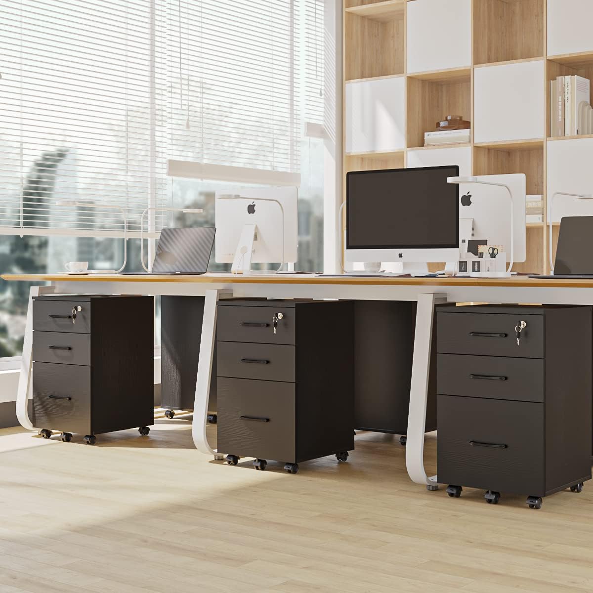 3-Drawer Mobile File Cabinet with Wheels