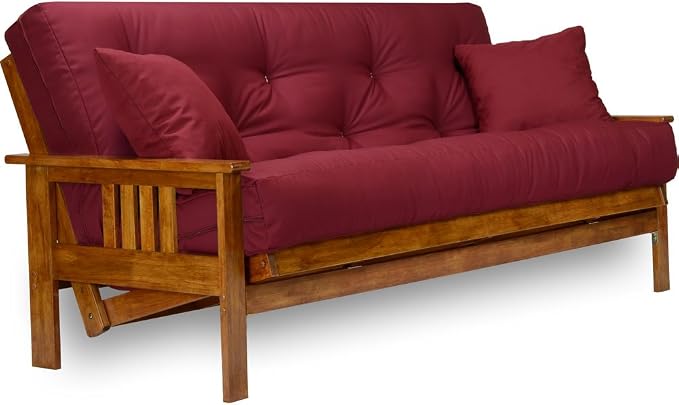 Queen Hardwood Futon Set with Mattress