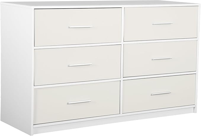 6-Drawer Fabric Dresser with Wood Frame