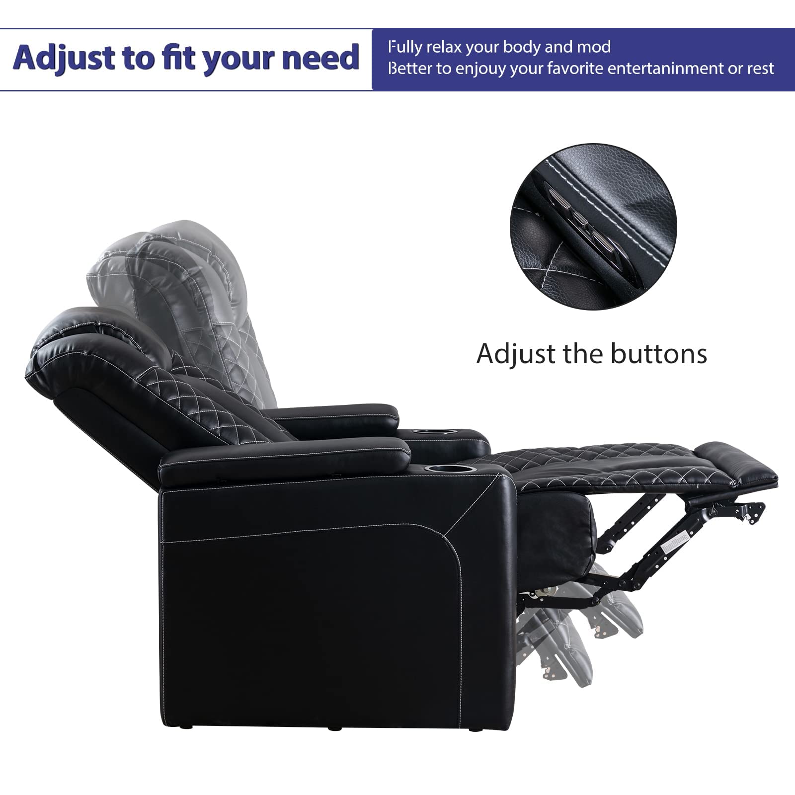 Power Recliner Chair with USB Ports, Cup Holders & Ambient Lighting