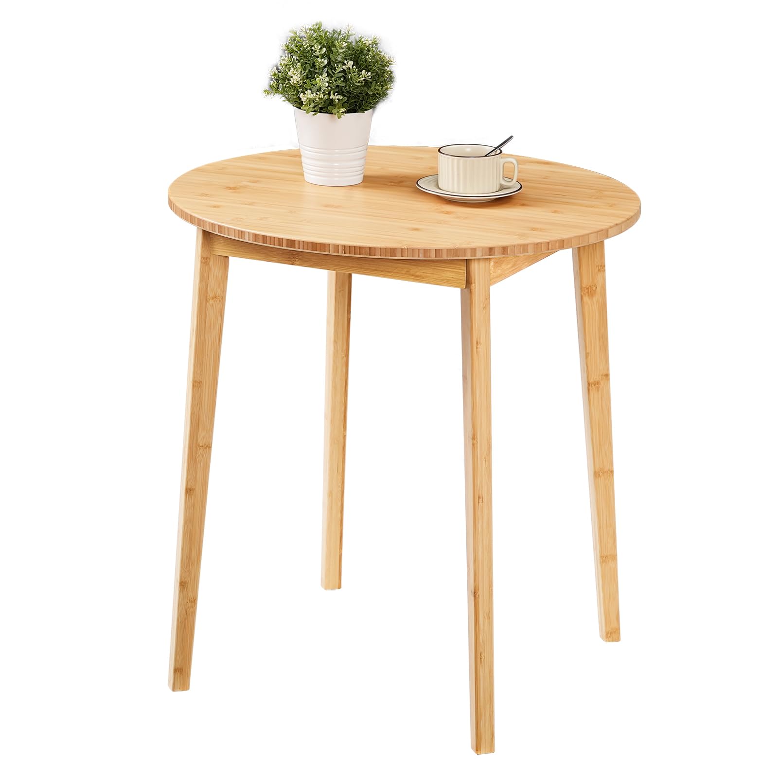 Round Bamboo Dining Table for 2