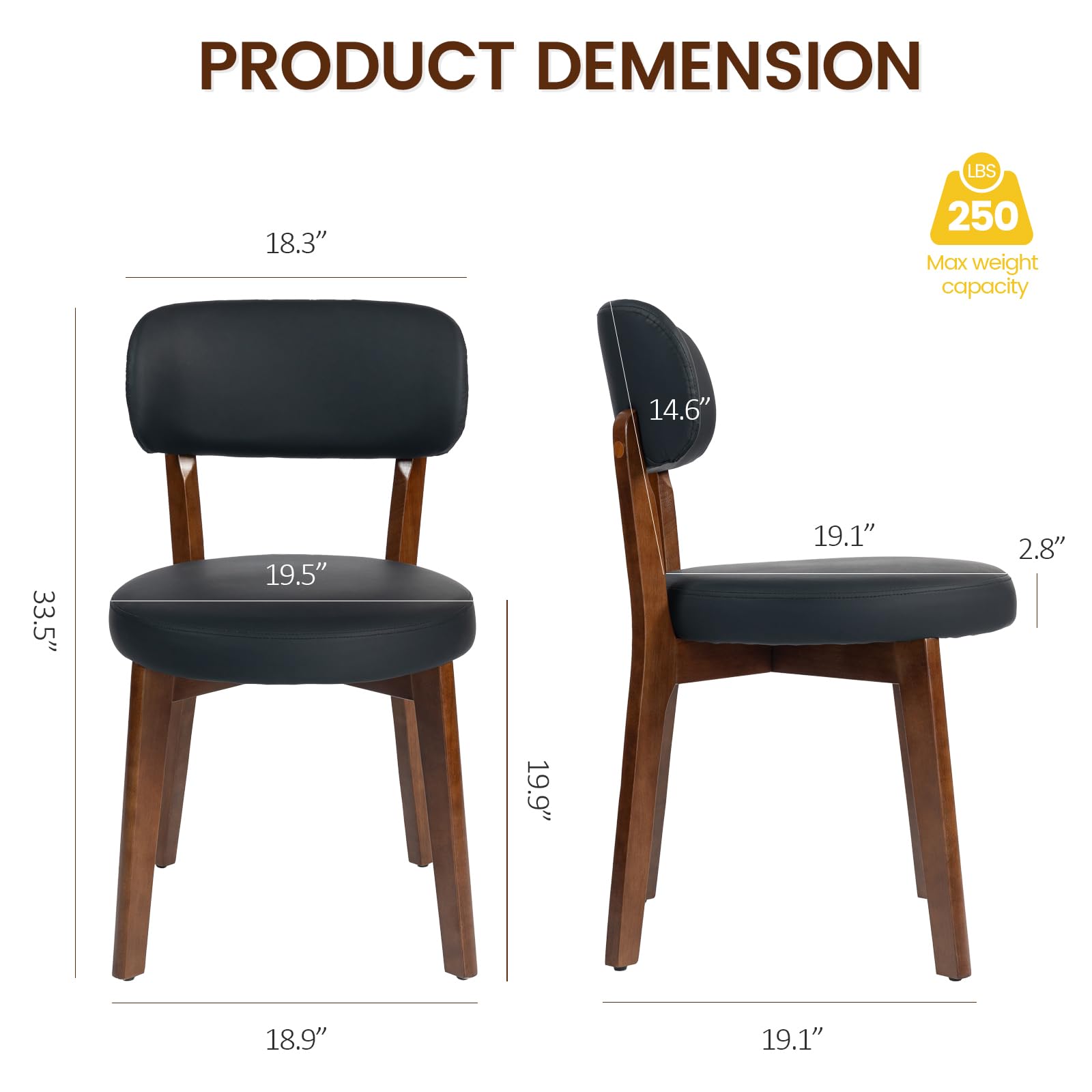 Mid-Century Modern Dining Chair with Rubberwood Frame
