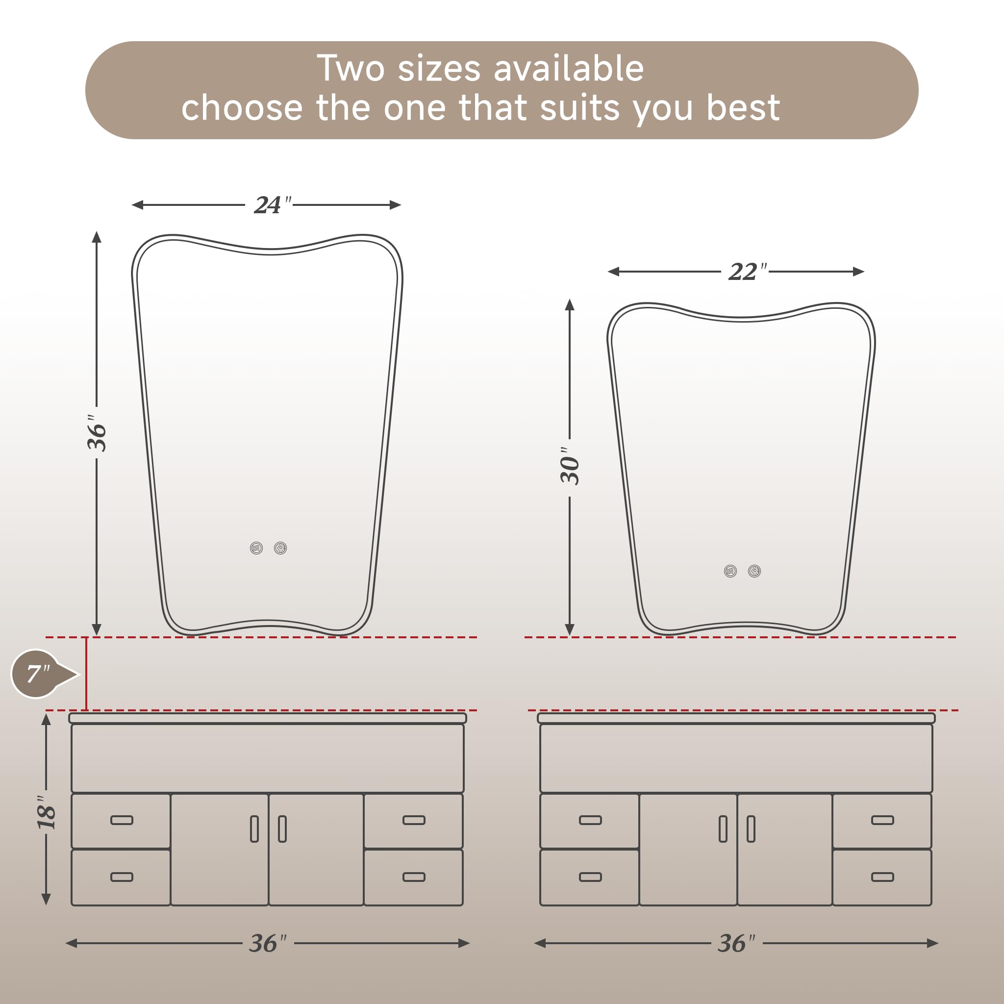 24“x36” Irregular Backlit Bathroom Mirror with Lights, Abstract Vanity Mirror with Lights, Anti-Fog Wall Mirror,Dimmable