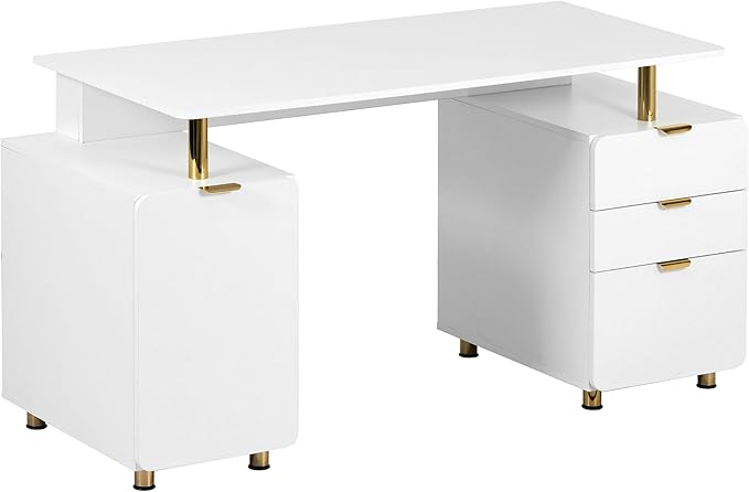 Modern Computer Desk with Drawers & Storage Cabinet